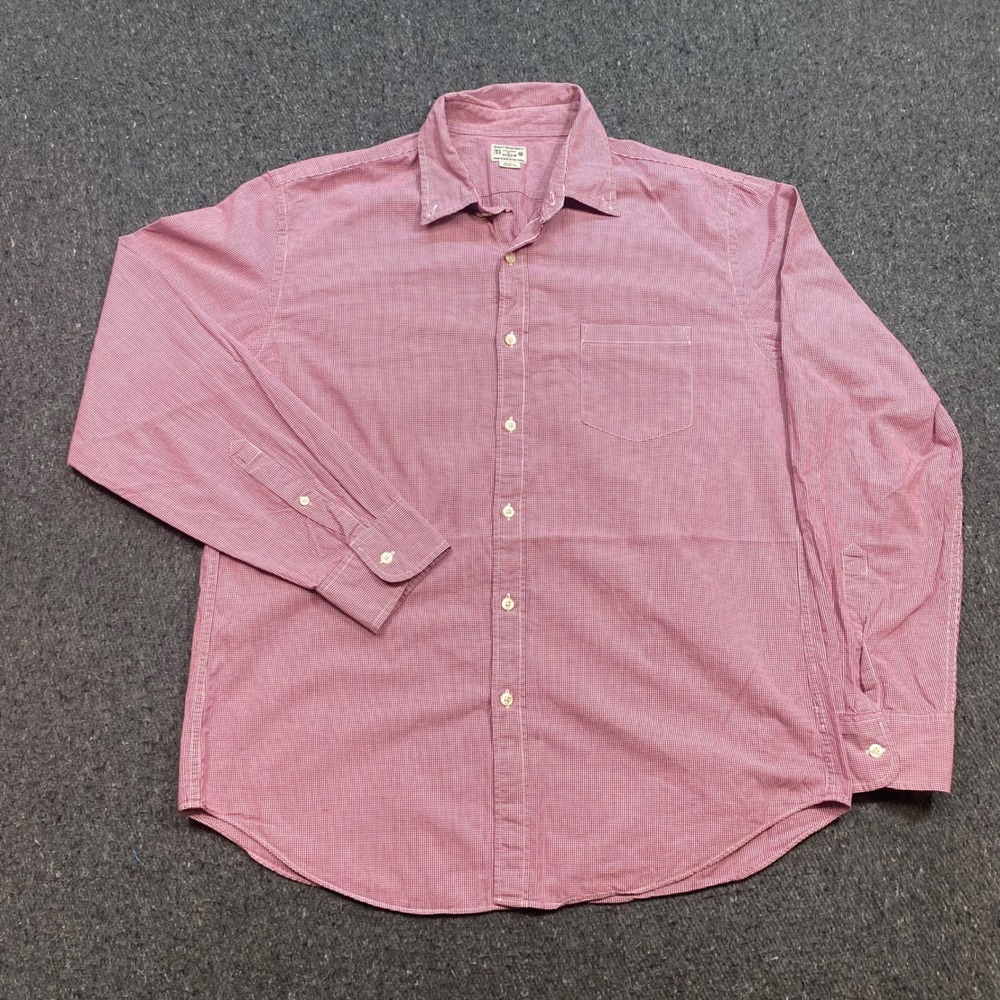 J.Crew Button Down Shirt Sz XL Mens Red Gingham Preppy Long Sleeve Pocket Top